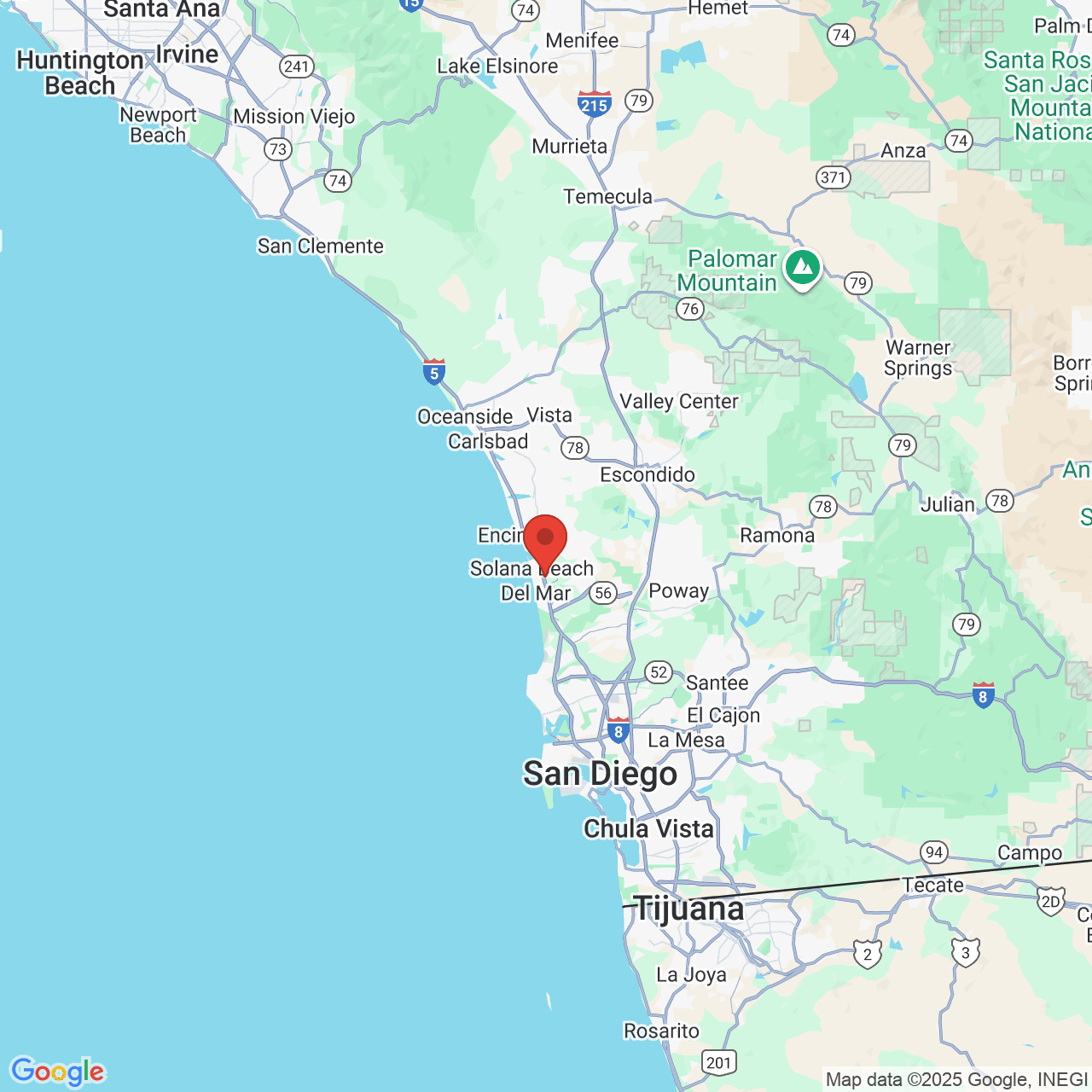 Google map image of our location in 2673 Via De La Valle Del Mar, CA