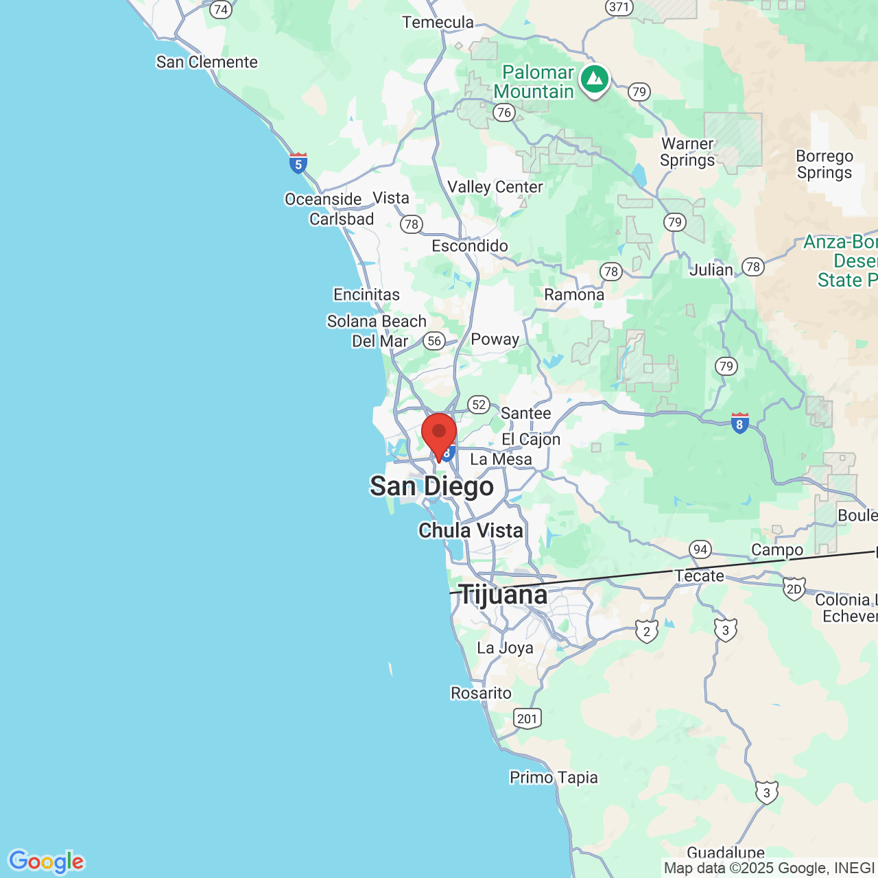 Google map image of our location in 4096 Park Blvd San Diego, CA